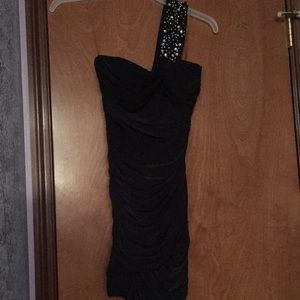 One shoulder gem sequin dress